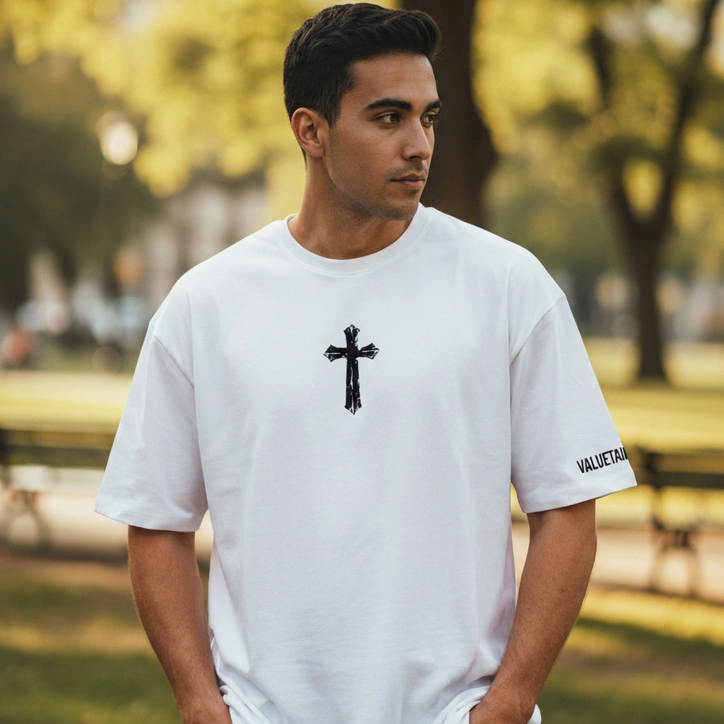 Men's Faith Over Fear VT White and Black Short Sleeve T-Shirt