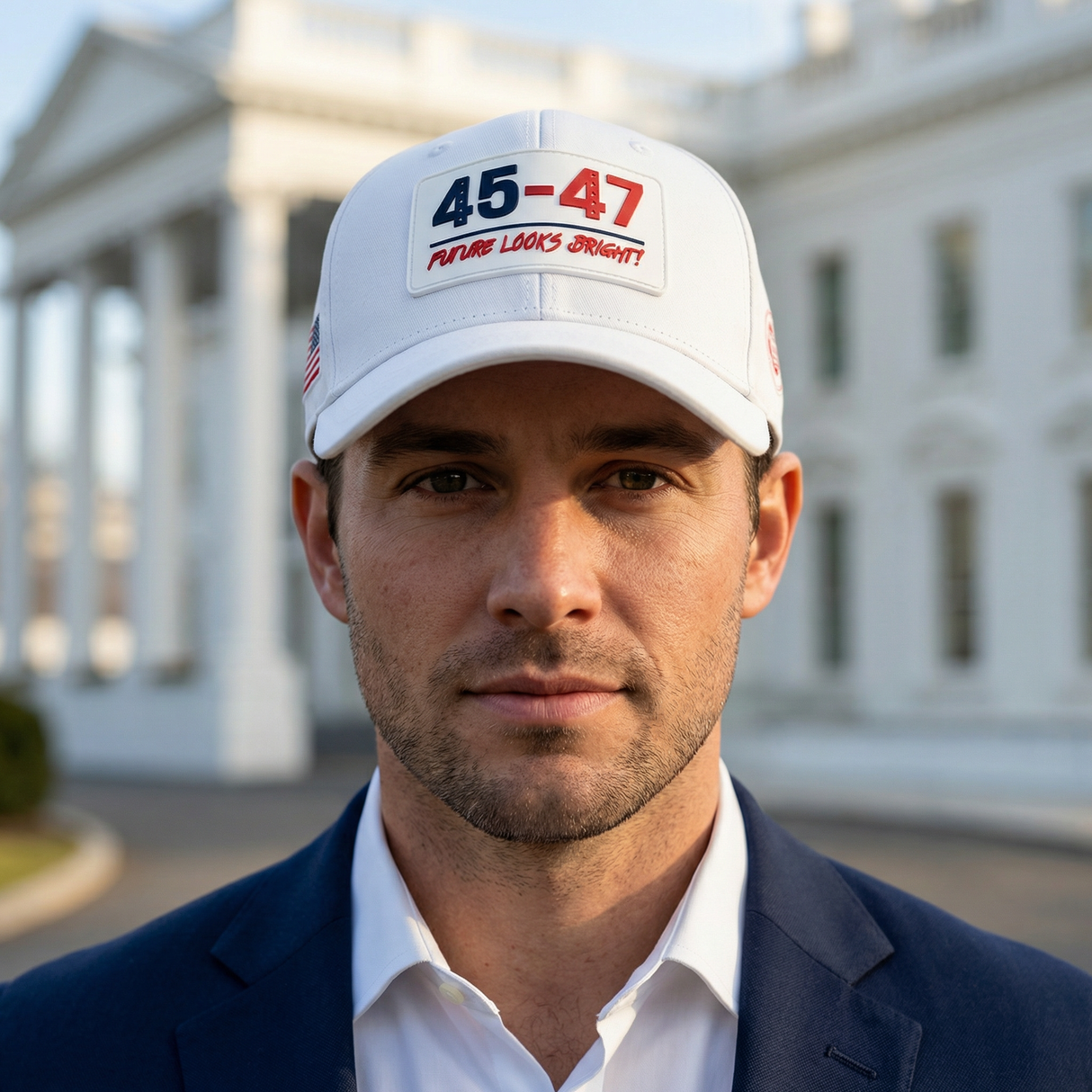 Future Looks Bright 45-47 Inauguration White Snapback Hat