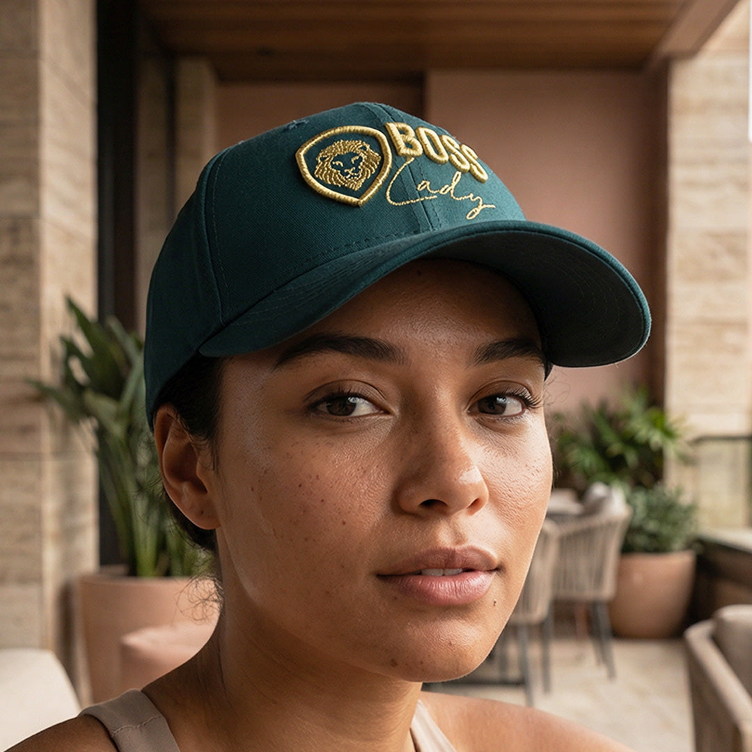 Future Looks Bright Boss Lady Hunter Green and Gold Snapback