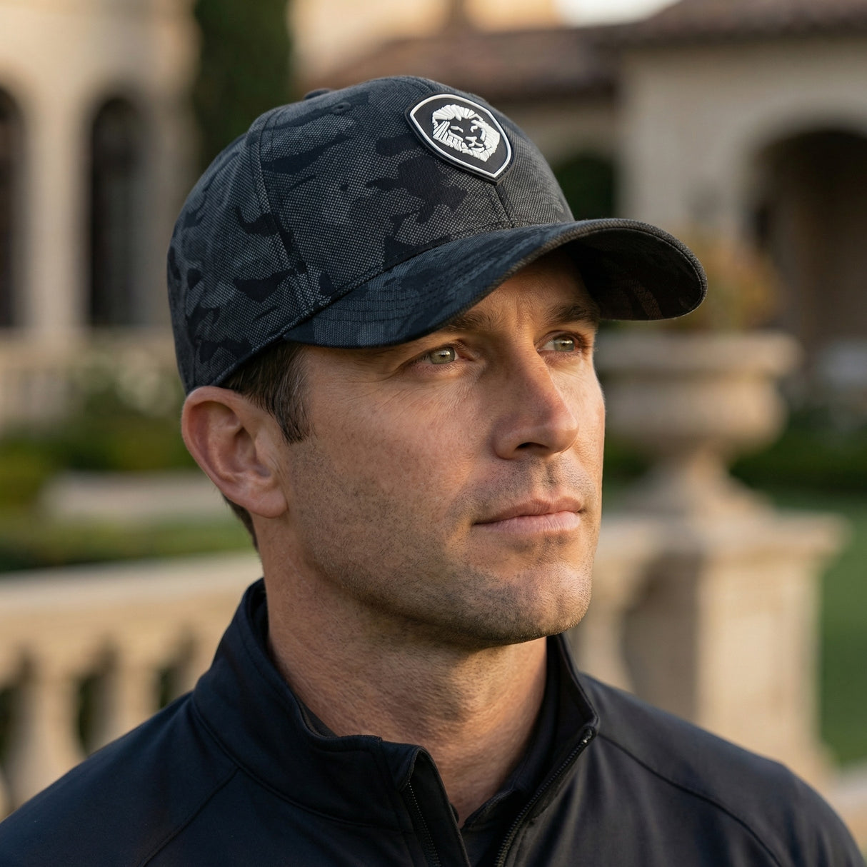 VT Shield Logo Future Looks Bright Black Camo Textured Snapback Hat