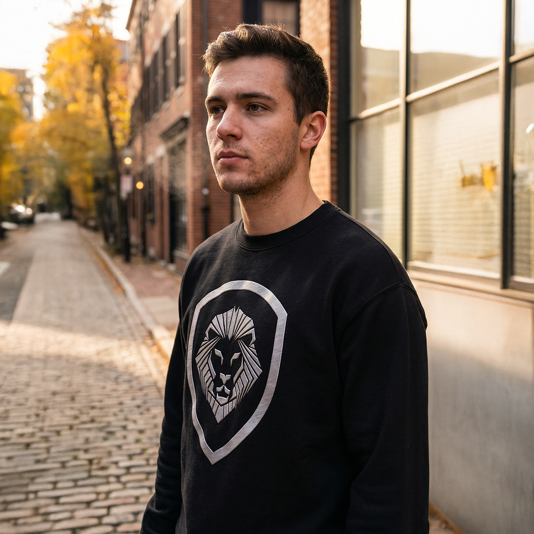 Valuetainment Black Raised Print Performance Crewneck Sweatshirt