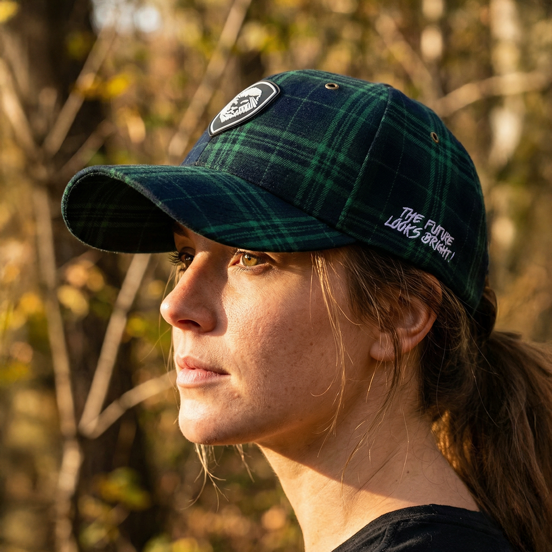 VT Shield logo Green Tartan Plaid Future Looks Bright Snapback Hat