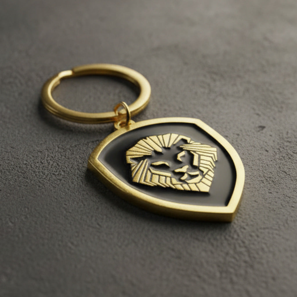 Gold Lion shield Keychain