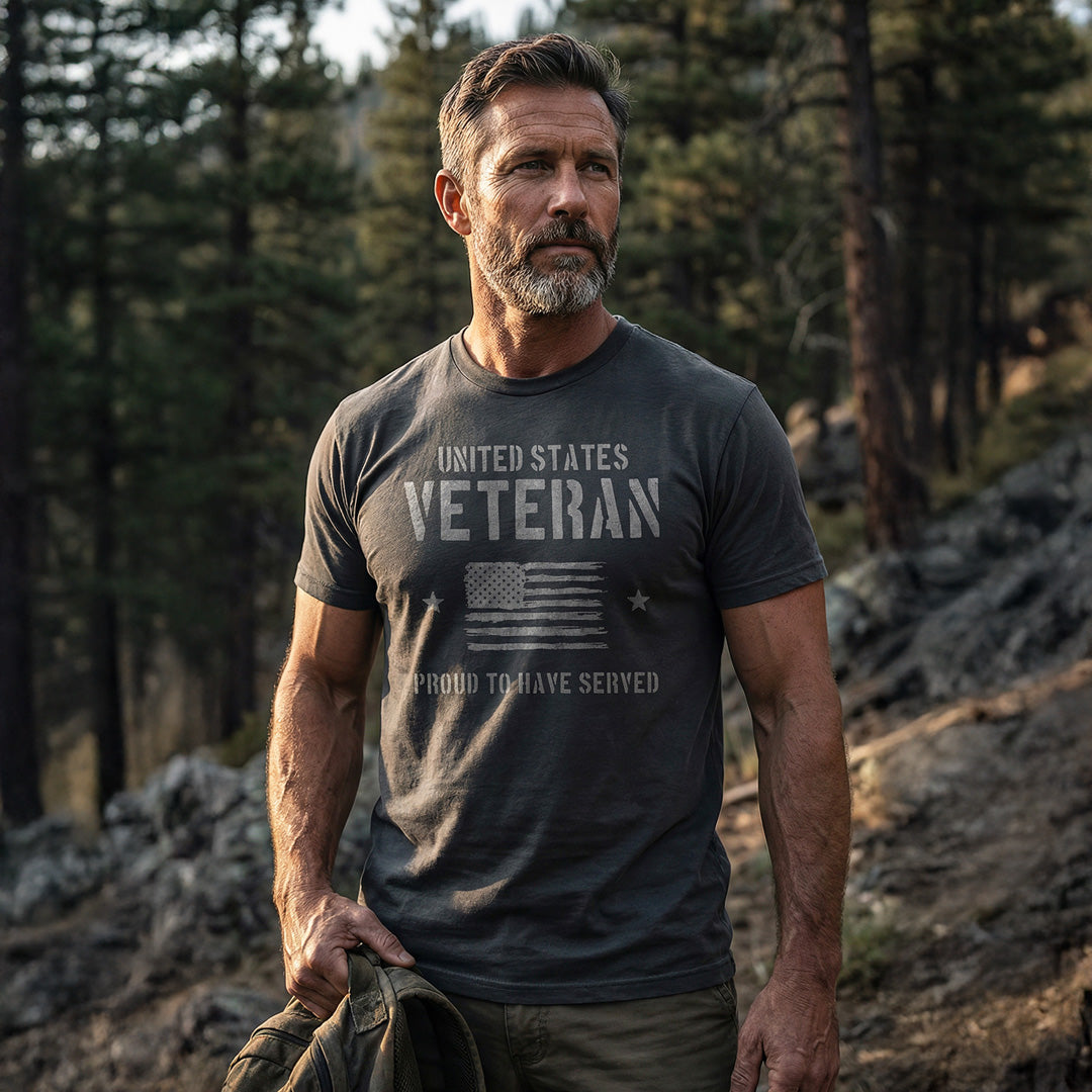 Heather Grey US Veteran Short Sleeve T-Shirt