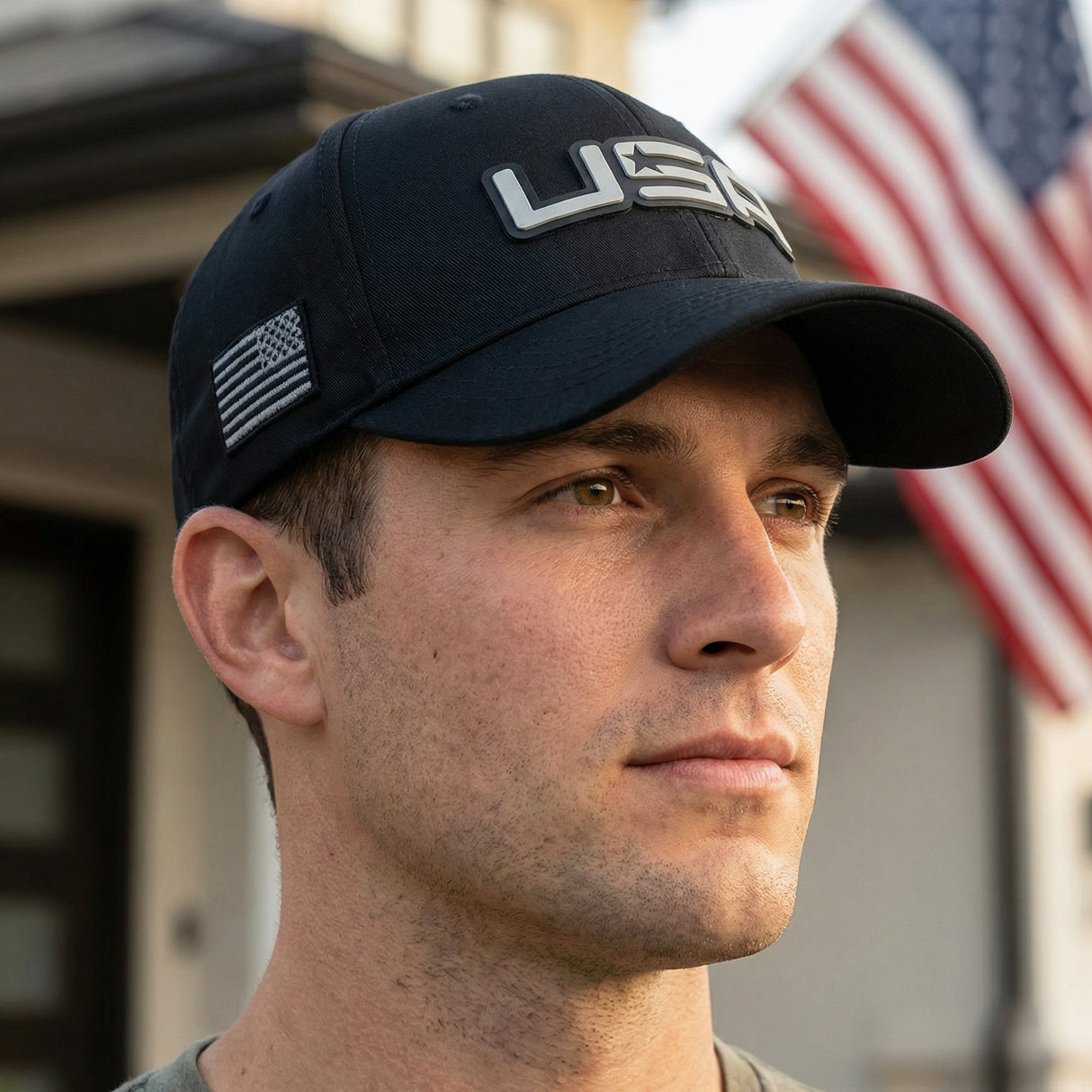 Future Looks Bright USA Black and Gray Rubber Patch Snapback Hat