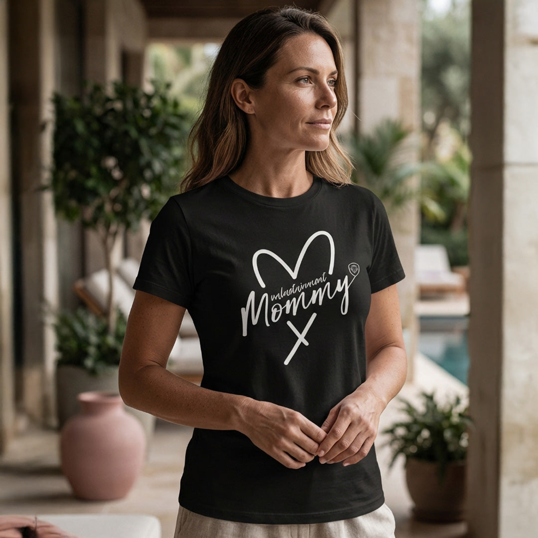 Women's Future Looks Bright Heart VT Mommy Black Short Sleeve T-Shirt