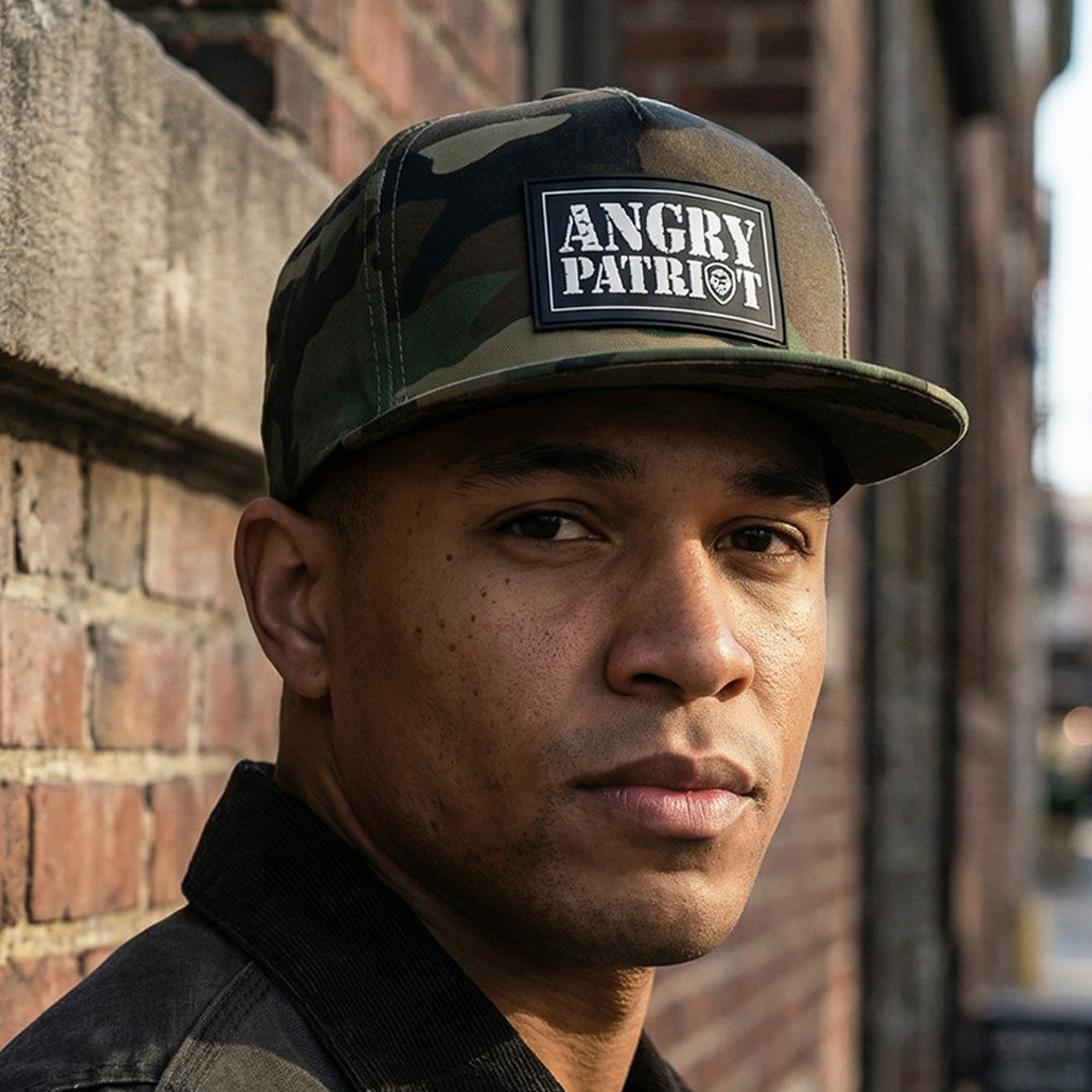 Angry Patriot Patch Flat Bill Snapback Hat