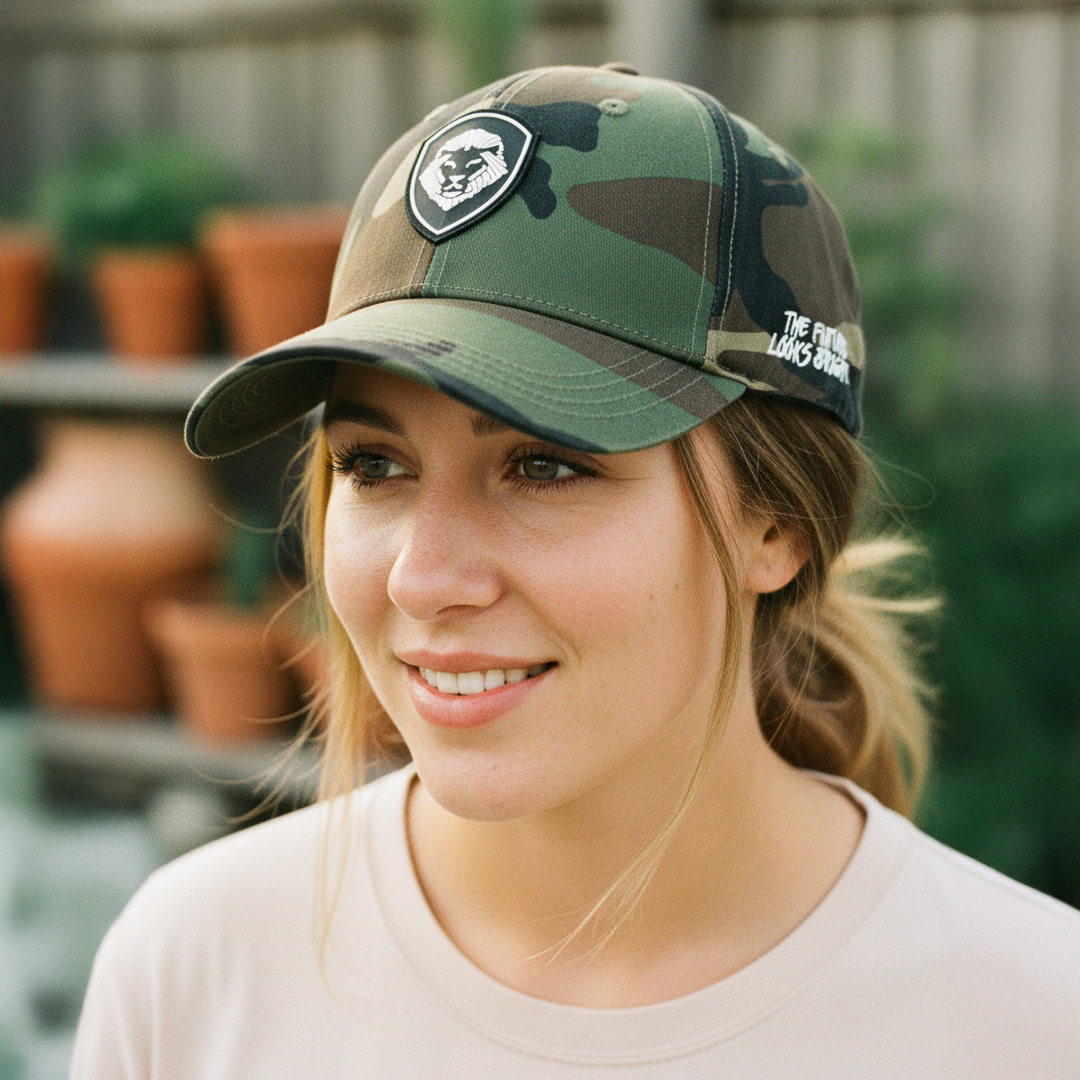 VT Shield Logo Future Looks Bright Camo Flex fit hat