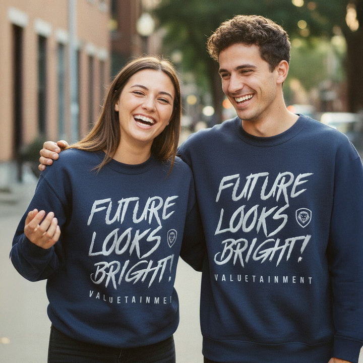 Future Looks Bright fully embroidered Navy & Silver Print Performance Crewneck Sweatshirt