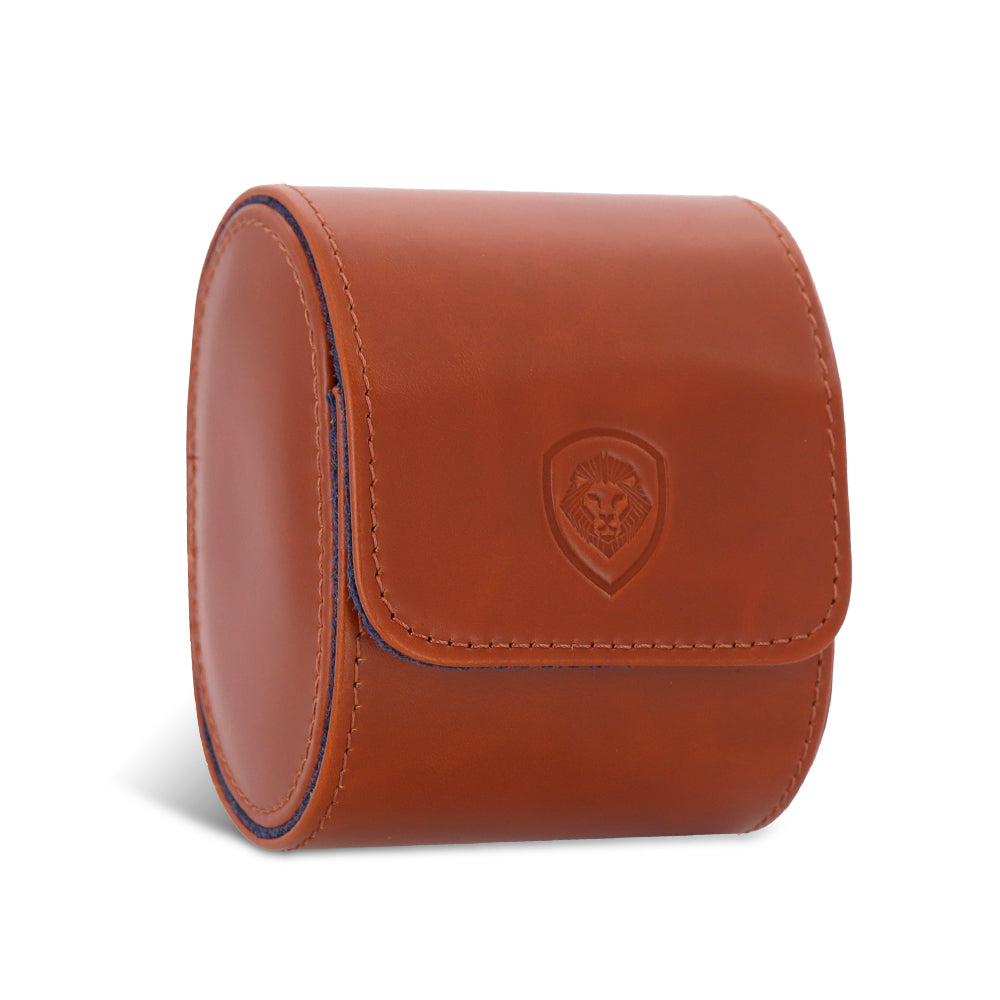 Future Looks Bright Cognac Embossed Leather Single Watch Carrier