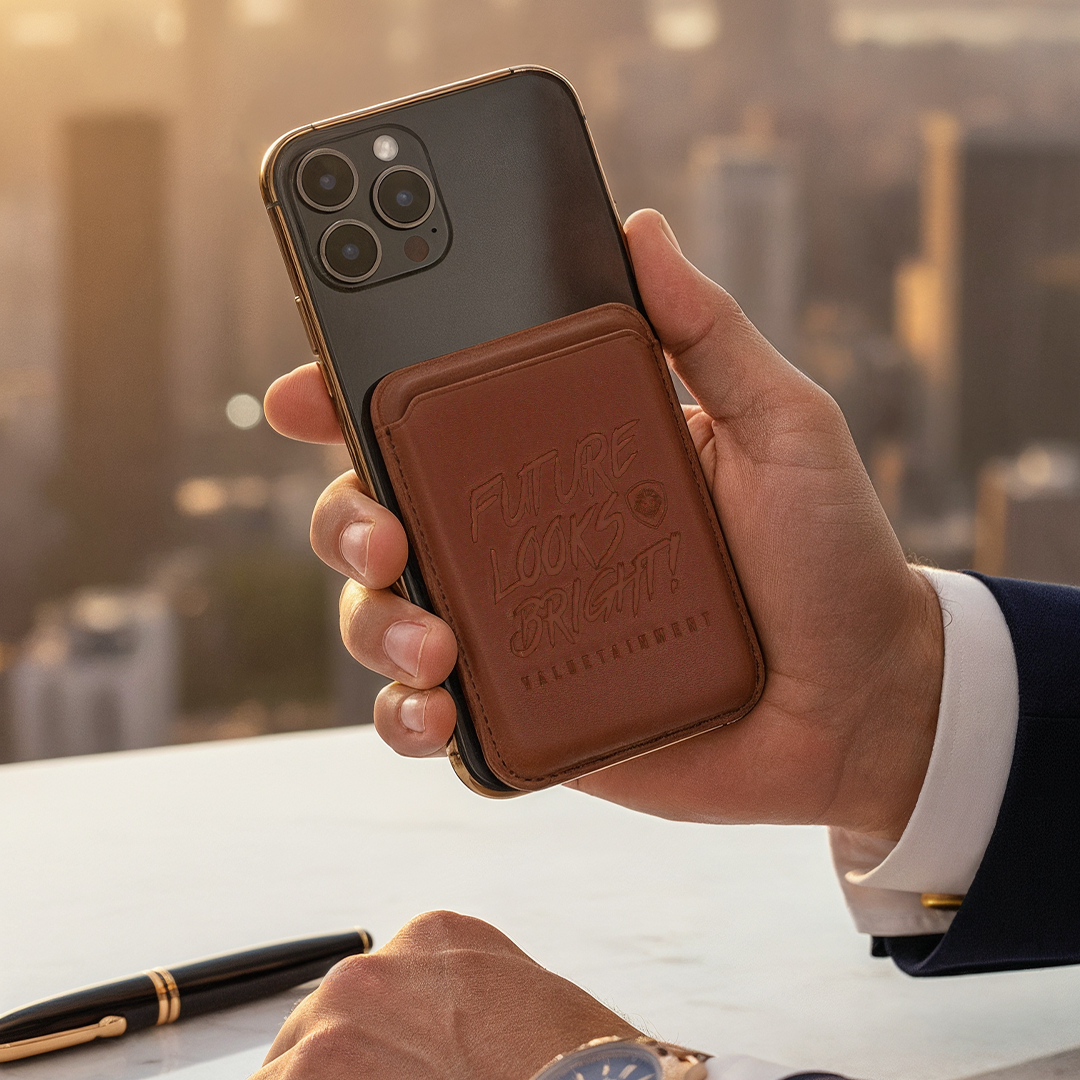 Future Looks Bright Brown Leather RFID Credit Card Holder