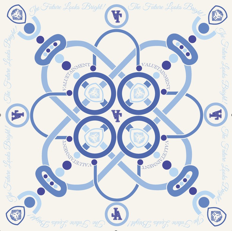 Future Looks Bright Blue Muse 100% Premium Silk Scarf 38" x 38"