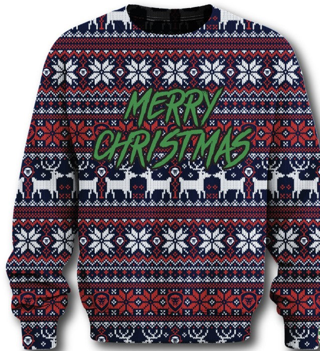Merry Christmas Ugly Sweater Multi Print