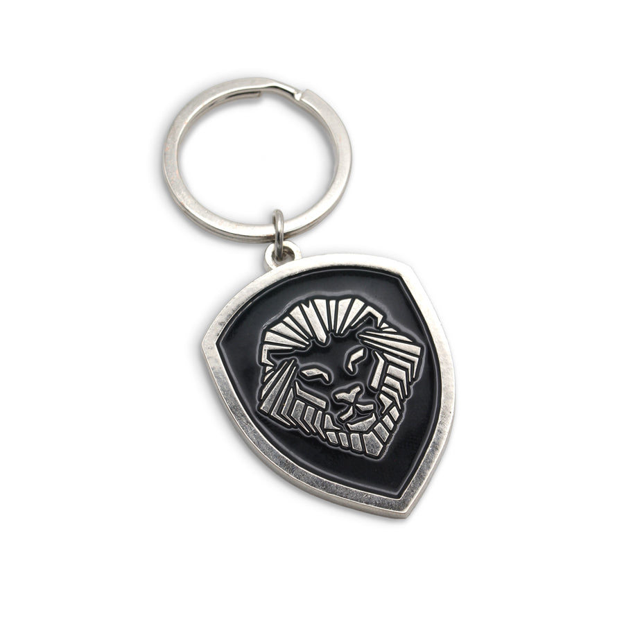Silver Lion Shield Keychain