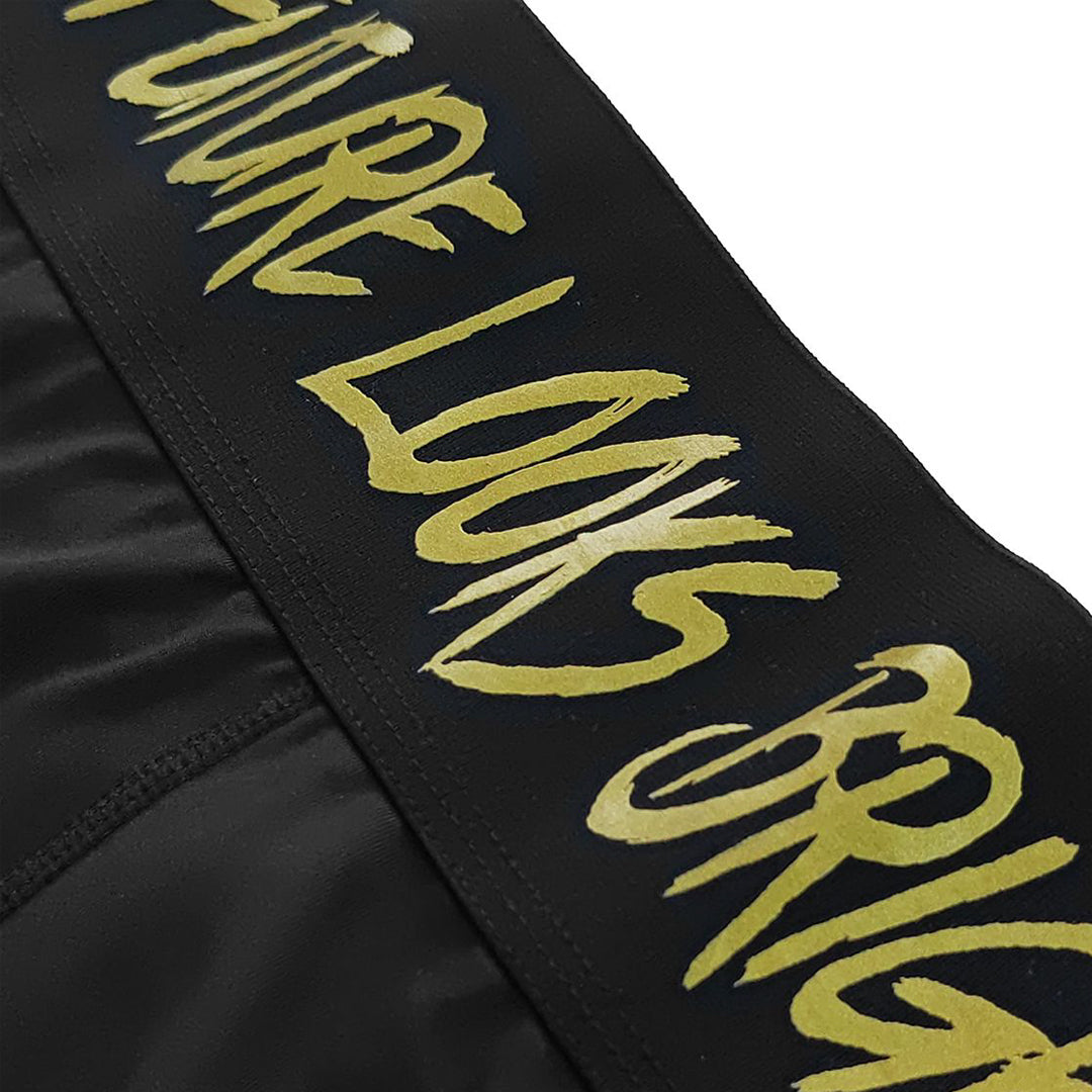 Women's Future Looks Bright Black and Gold High-Performance Leggings