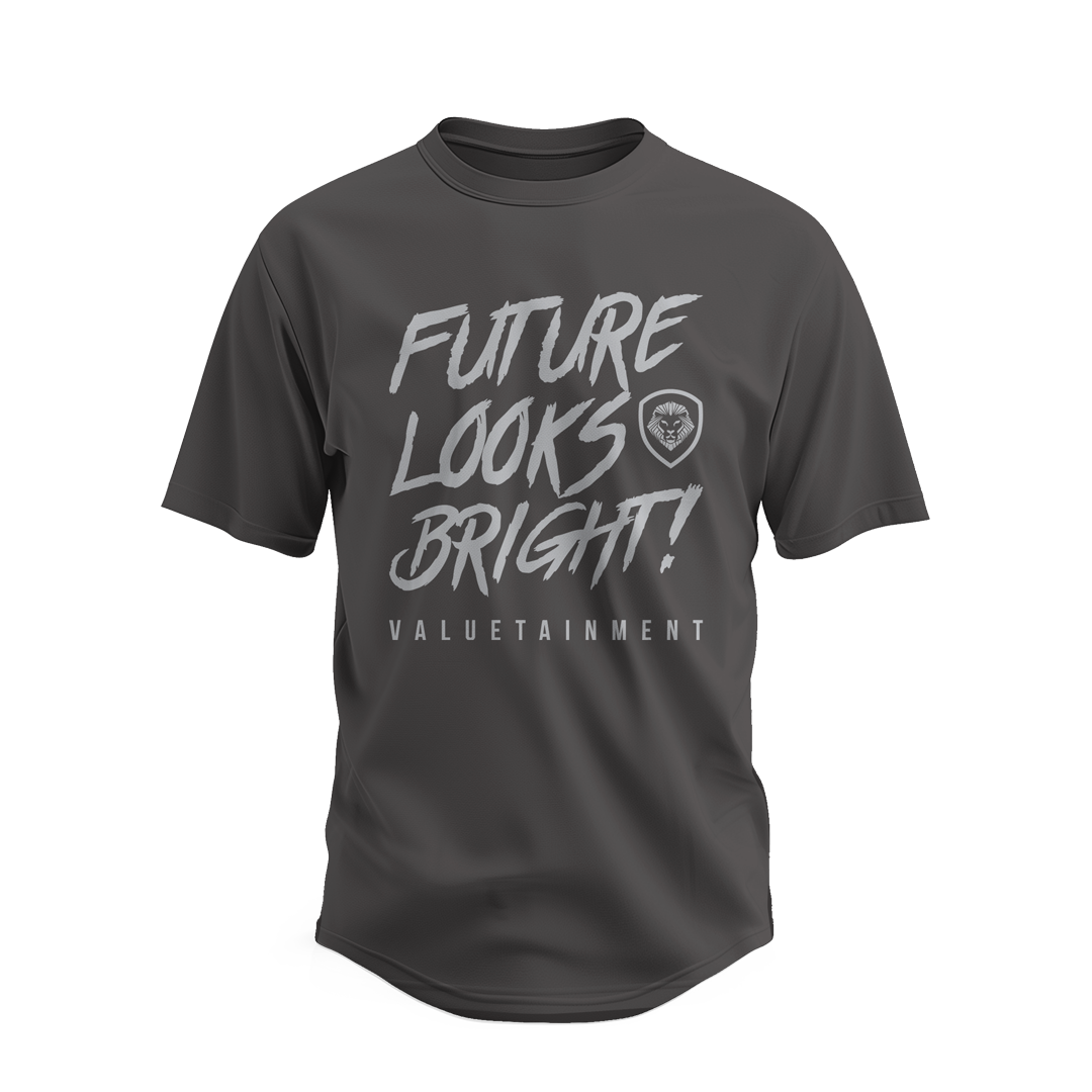 Future Looks Bright Premium Curved Hem Grey and White Short Sleeve T-Shirt
