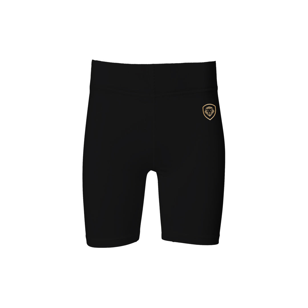 Women's Future Looks Bright Black and Gold Performance Biker Shorts