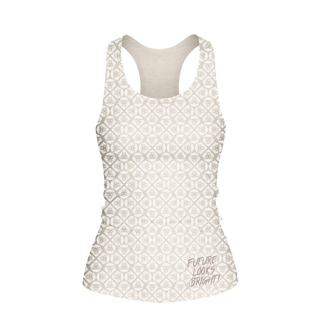 Women's Future Looks Bright Coconut Cream Lion Pattern Print Performance Midi Tank