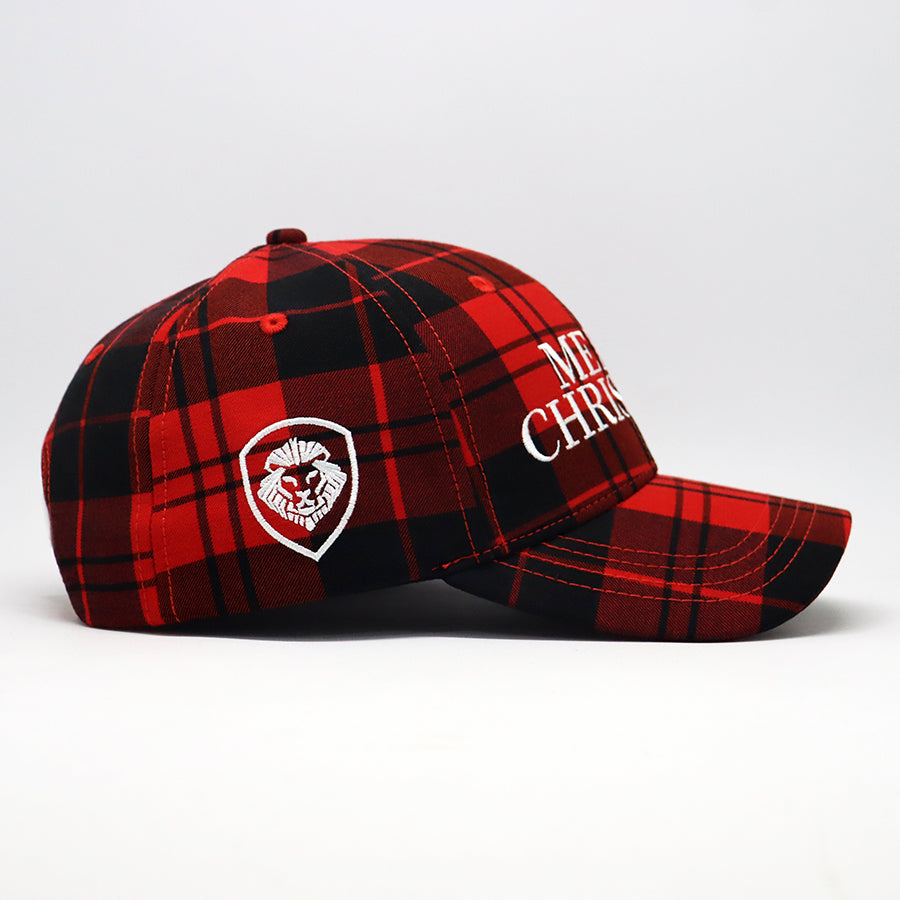 Merry Christmas Red and Black Buffalo Plaid Snapback Hat