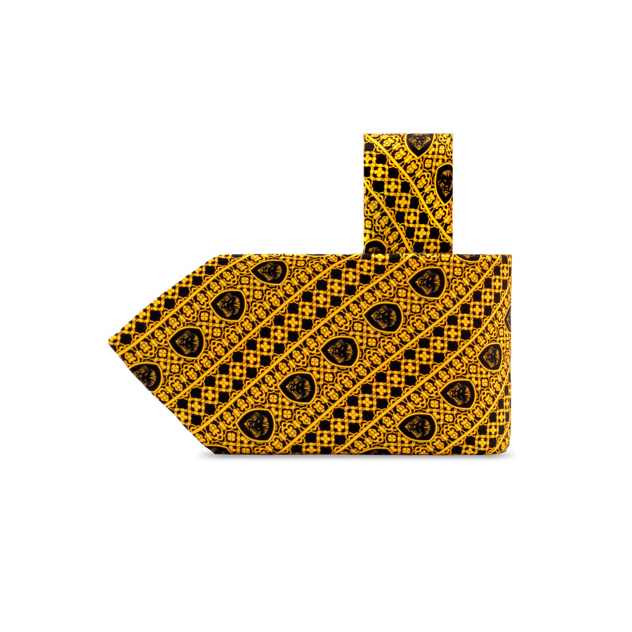 Valuetainment x Stefano Ricci Yellow & Black Diagonal Lion Shield Pattern Luxury TIe