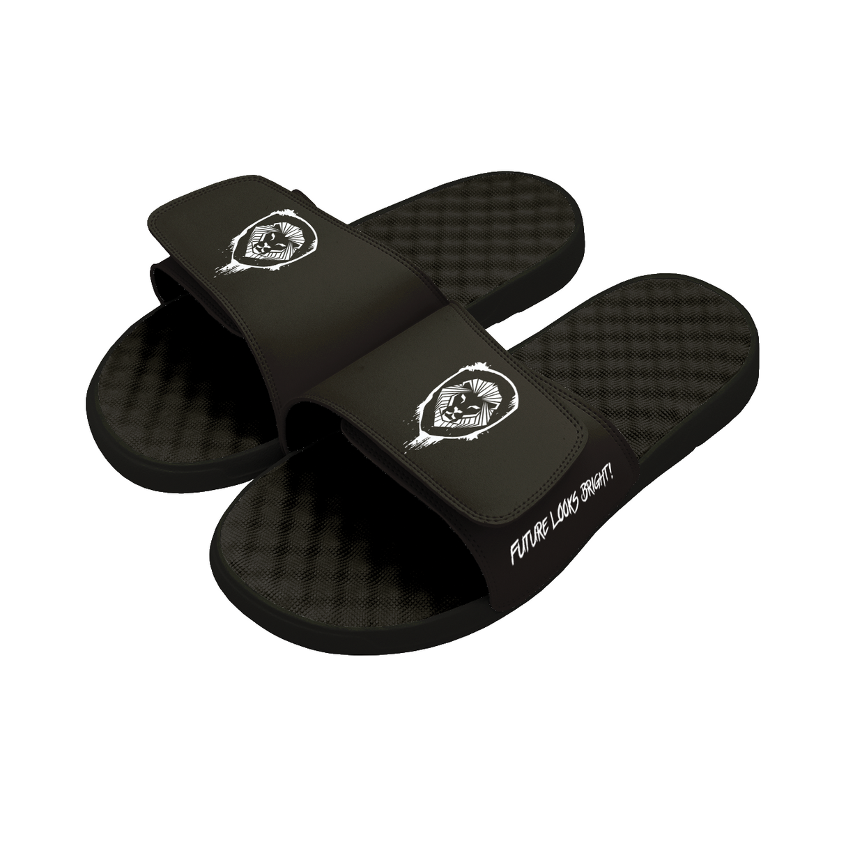 Future Looks Bright Black & White Tactical Lion Shield Comfort Slides