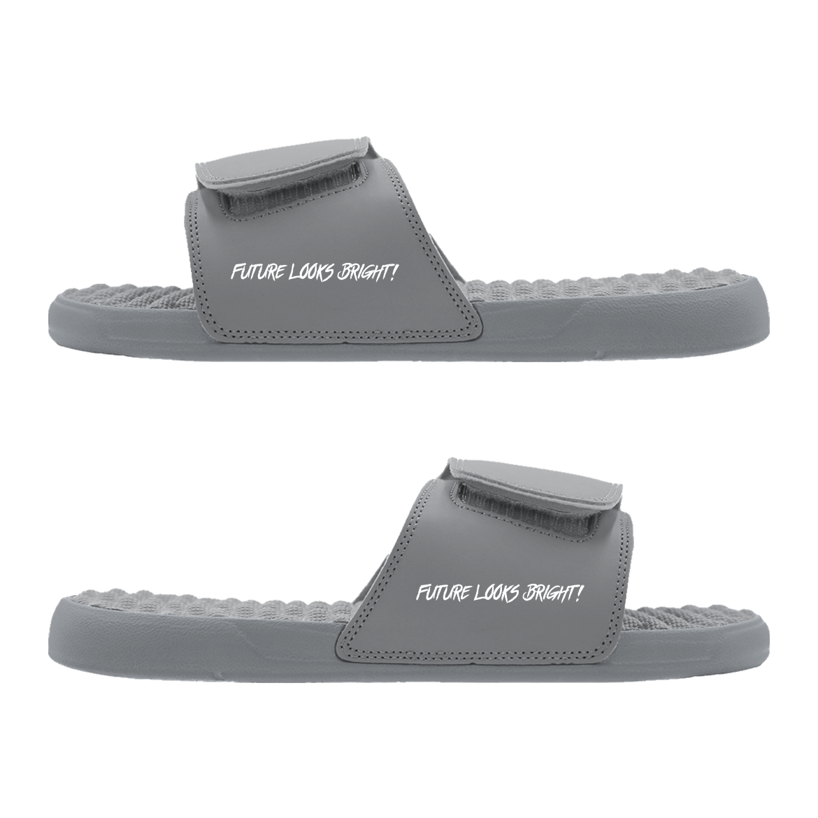 Future Looks Bright Gray Lion Shield Allover Print Comfort Slides