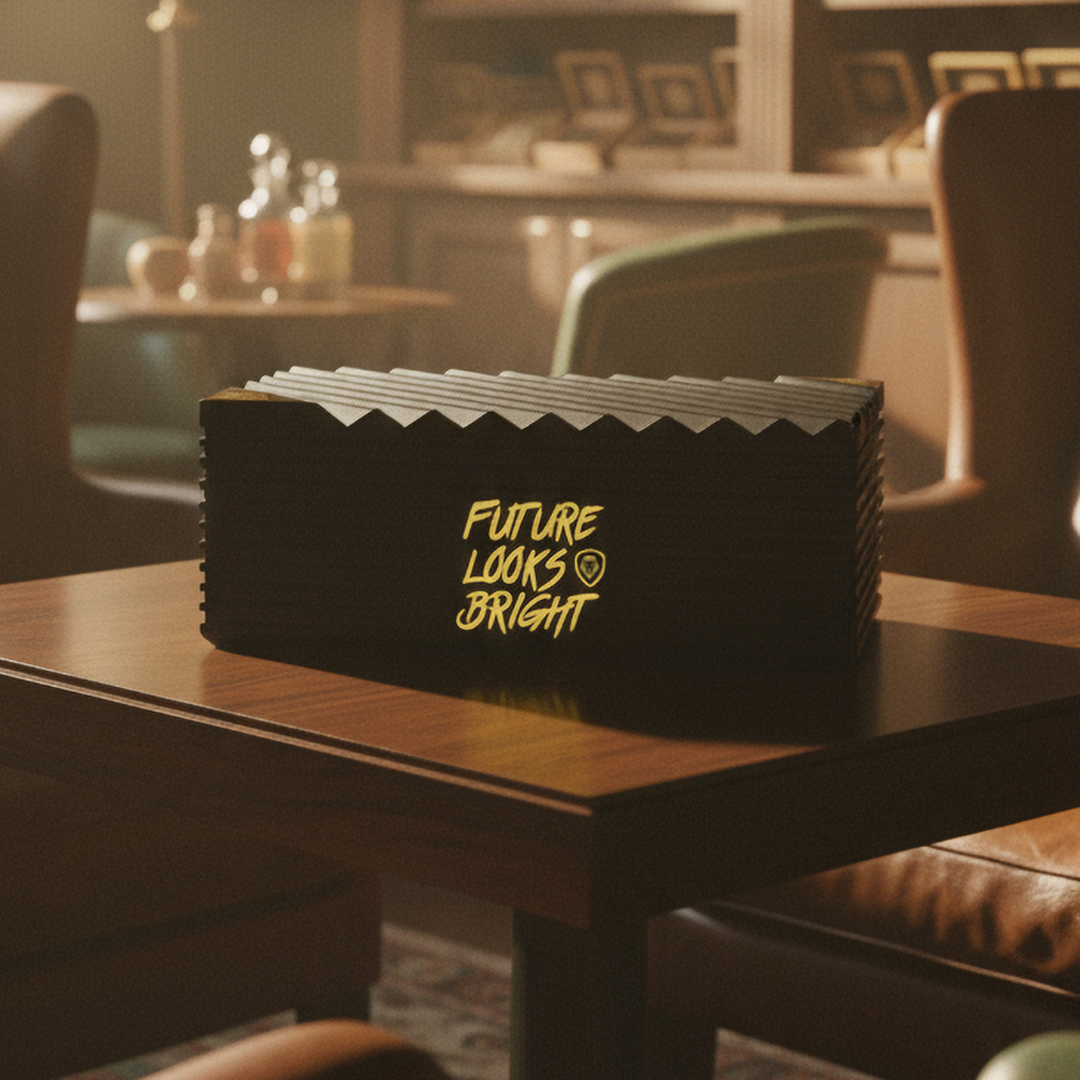 Future Looks Bright Black and Gold Premium Cigar Humidor