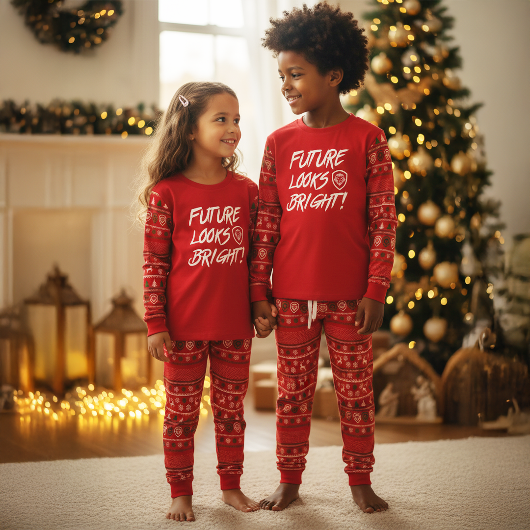 Kid's Future Looks Bright Christmas Pajamas Top & Bottom Set