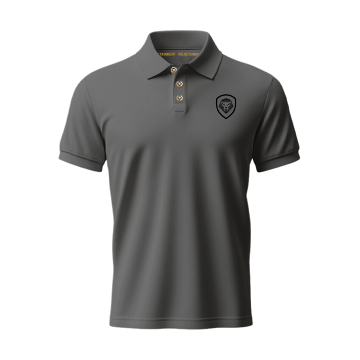 Future Looks Bright Lion Shield Premium Grey and Black Polo Shirt (Classic Fit)