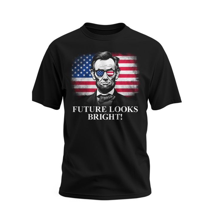 Future Looks Bright USA Abraham Lincoln Black Short Sleeve T-Shirt