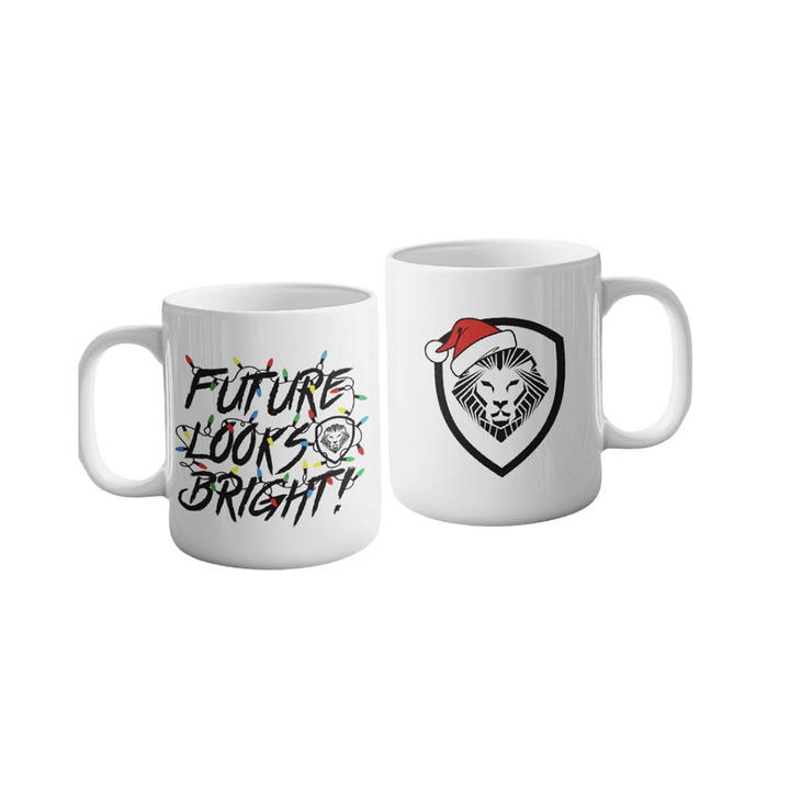 Future Looks Bright Christmas Santa Hat White Mug