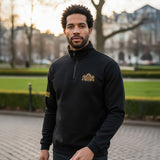 Future Looks Bright Royal Crest Black and Gold 1/4 Zip Pullover