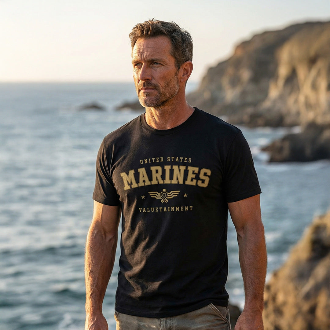 Future Looks Bright US Marine Corps Black Short Sleeve T-Shirt