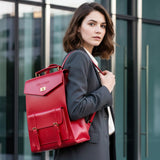 Women's Future Looks Bright Cherry Red Leather Premium Backpack – Valuetainment Store