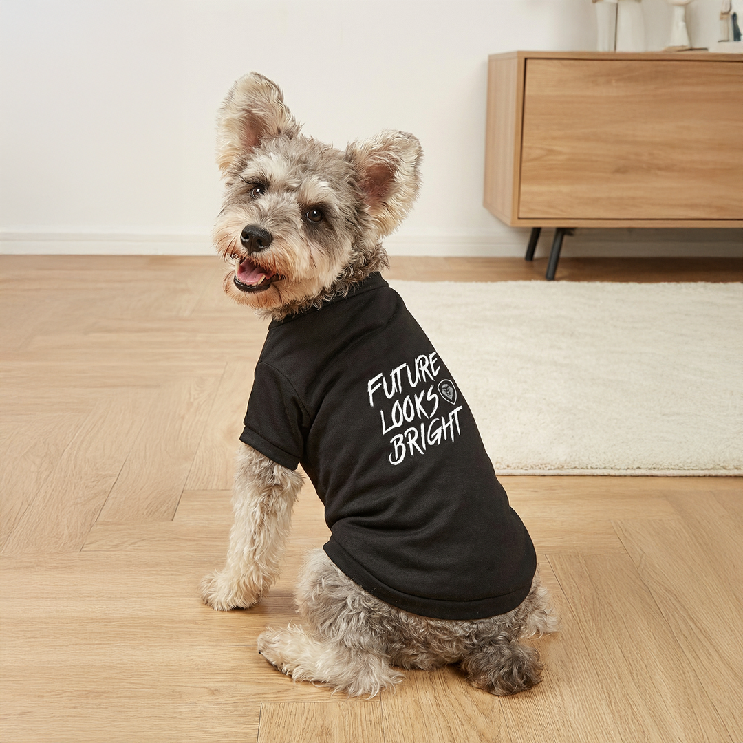 Future Looks Bright Black and White Printed Dog T-Shirt