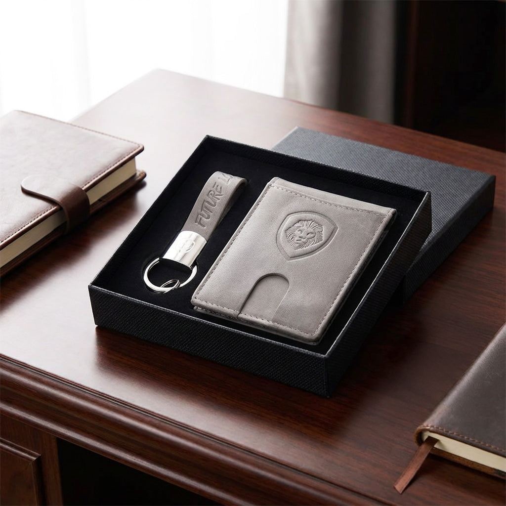 Valuetainment Gray Wallet-Keychain Set