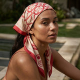 Future Looks Bright Red Muse 100% Premium Silk Scarf 38" x 38"