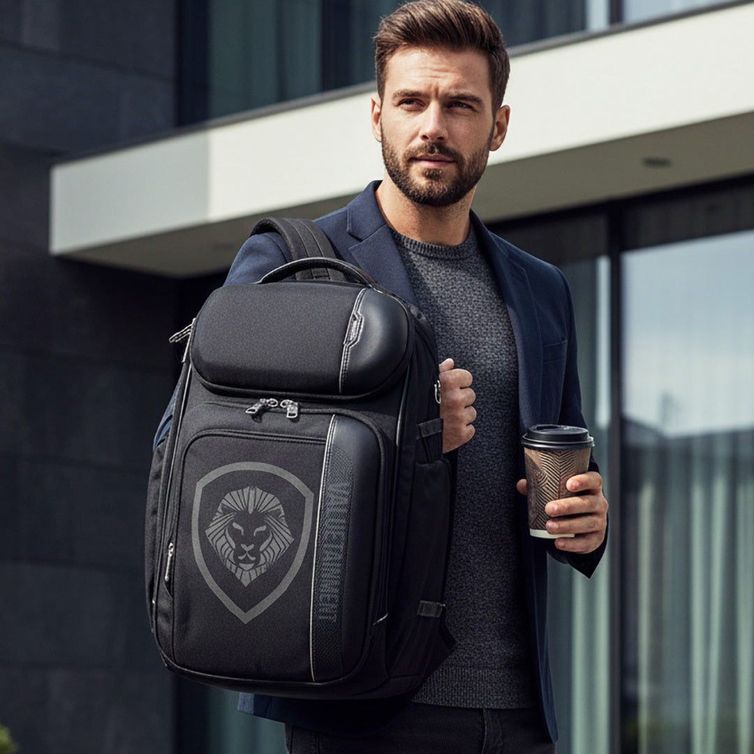 Valuetainment Lion Shield Black & Gray Weekender Backpack