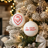 Valuetainment White and Red Lion Shield Christmas Ornament