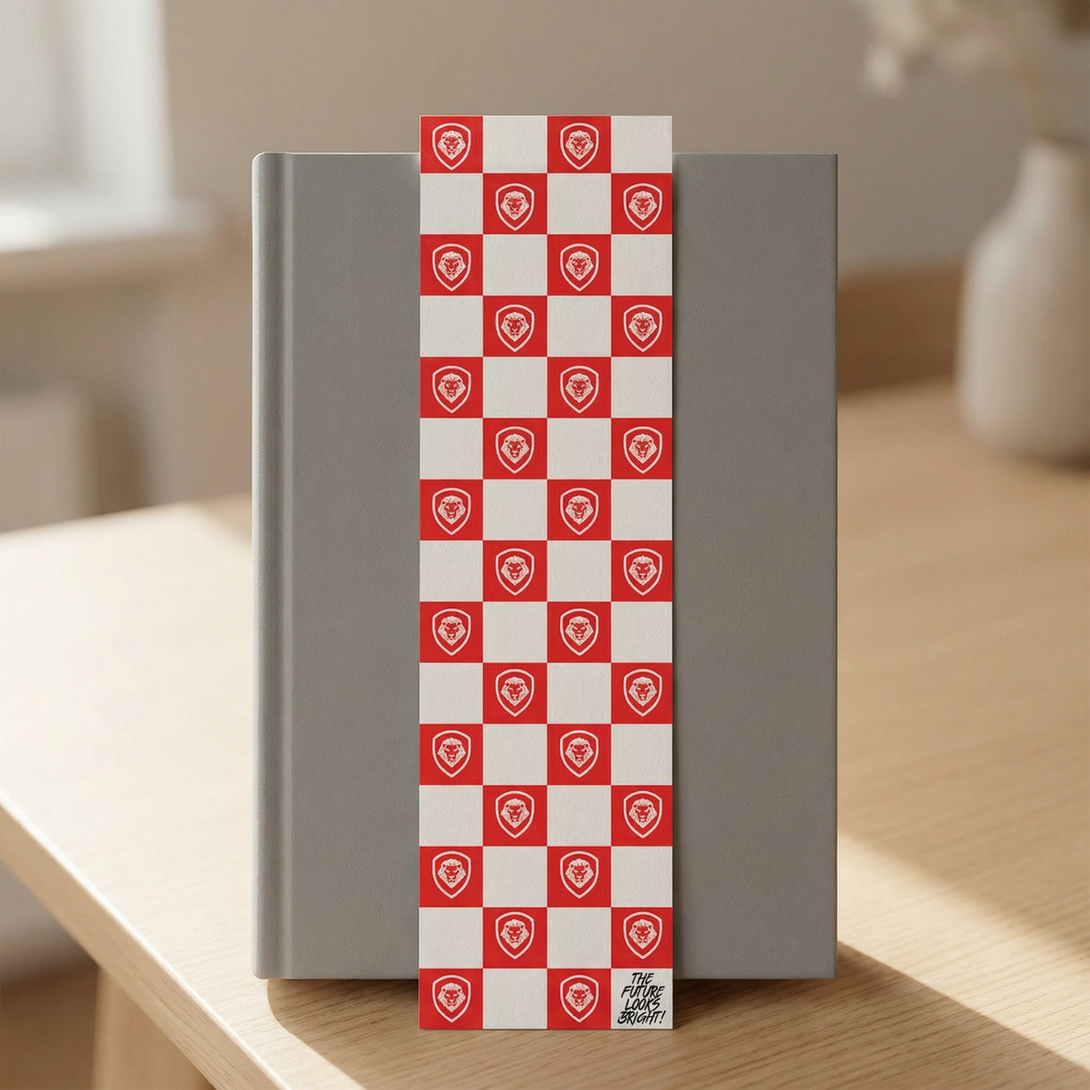 Future Looks Bright Lion Shield Checkered Bookmark 2" x 7.5"