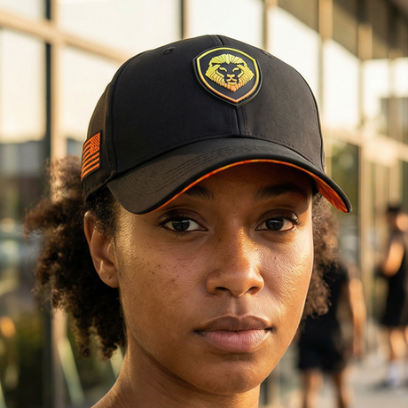 Future Looks Bright Lion Shield Black Yellow Gradient Snapback Hat