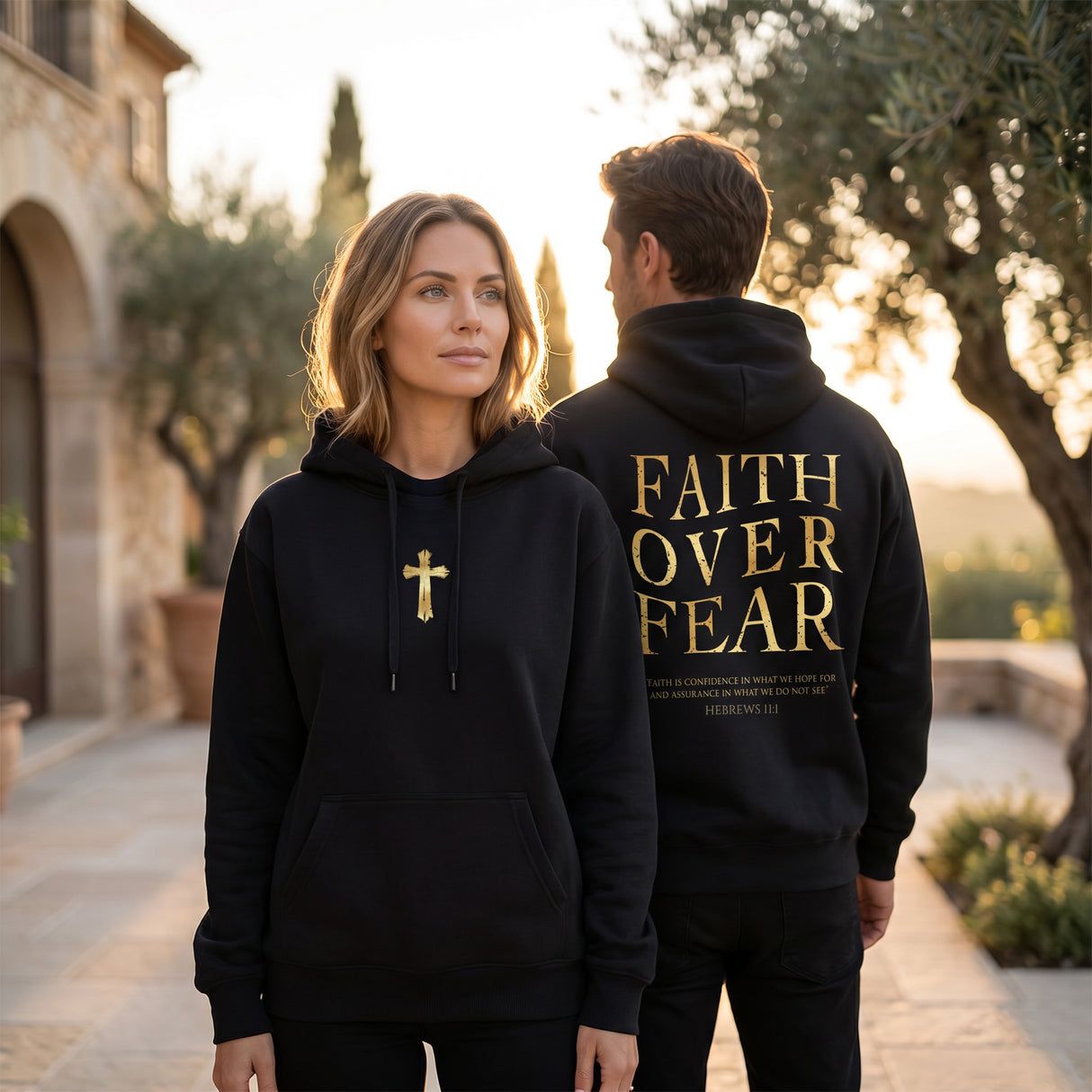 Faith over Fear Black and Gold Hoodie