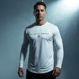 Valuetainment Premium White Curved Hem Long Sleeve T-Shirt