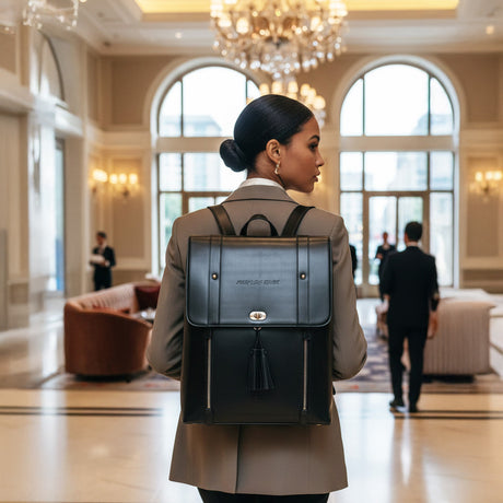 Women's Future Looks Bright Black Leather Premium Backpack