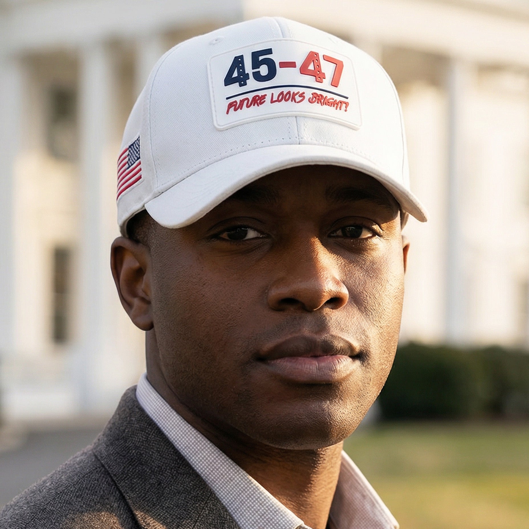 Future Looks Bright 45-47 Inauguration White Snapback Hat