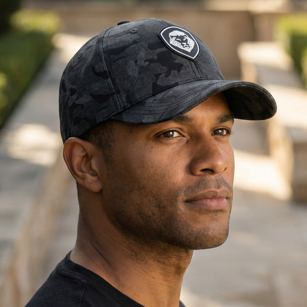 VT Shield Logo Future Looks Bright Black Camo Textured Snapback Hat