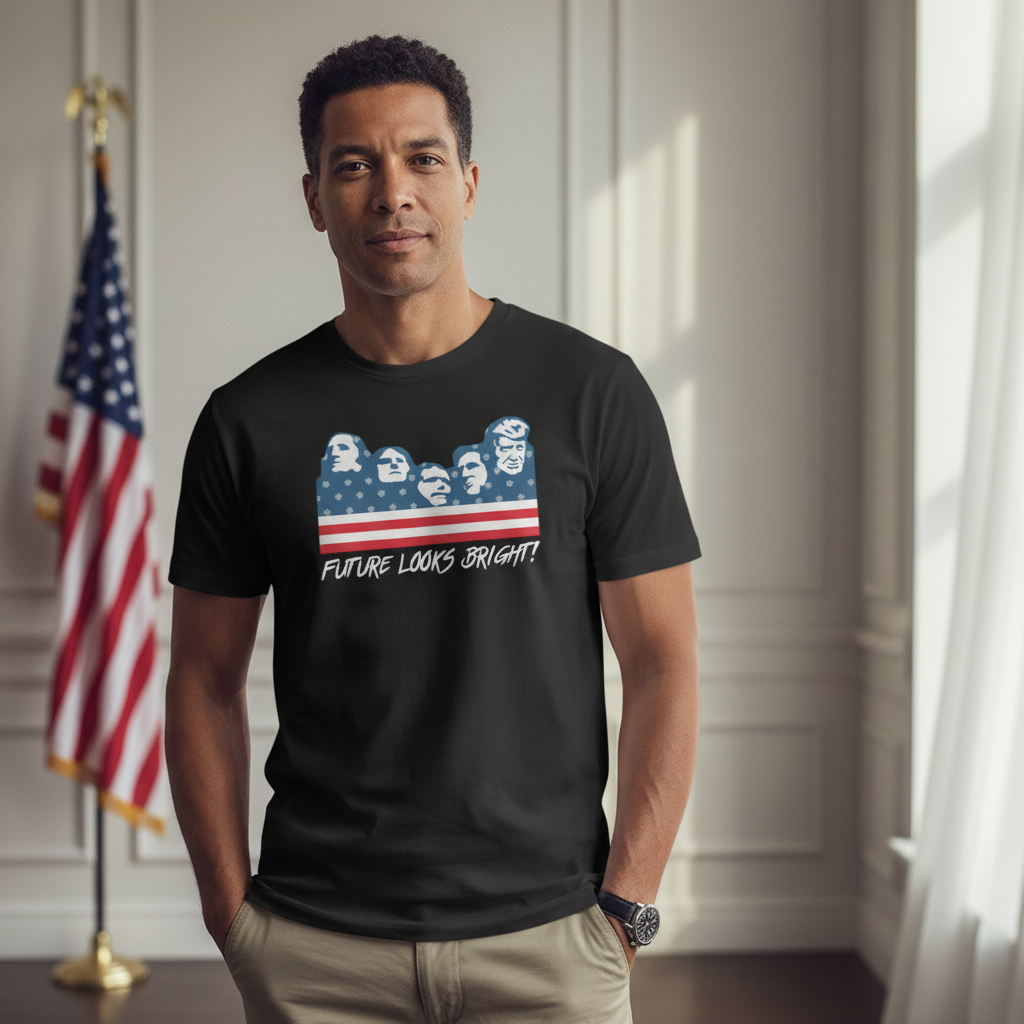 Future Looks Bright VT Mount Rushmore Black Short Sleeve T-Shirt