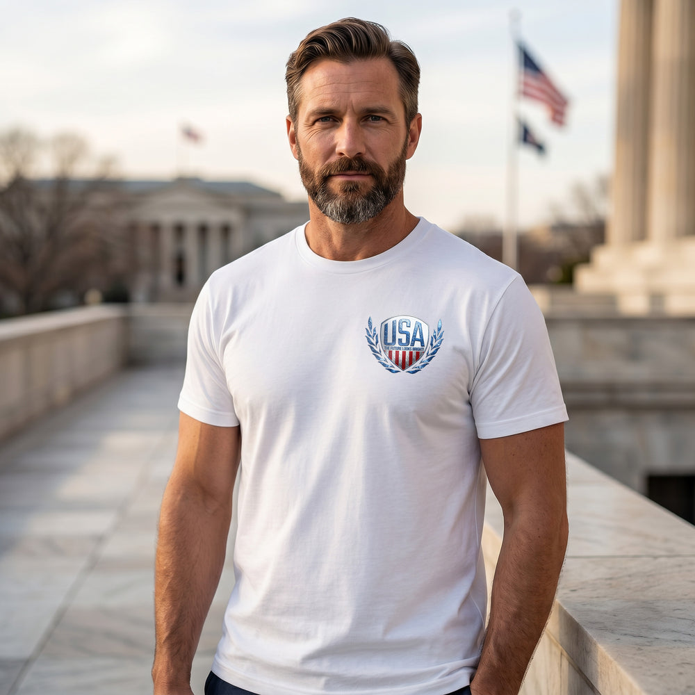 FLB USA 250 Heritage Crest White Short Sleeve T-Shirt