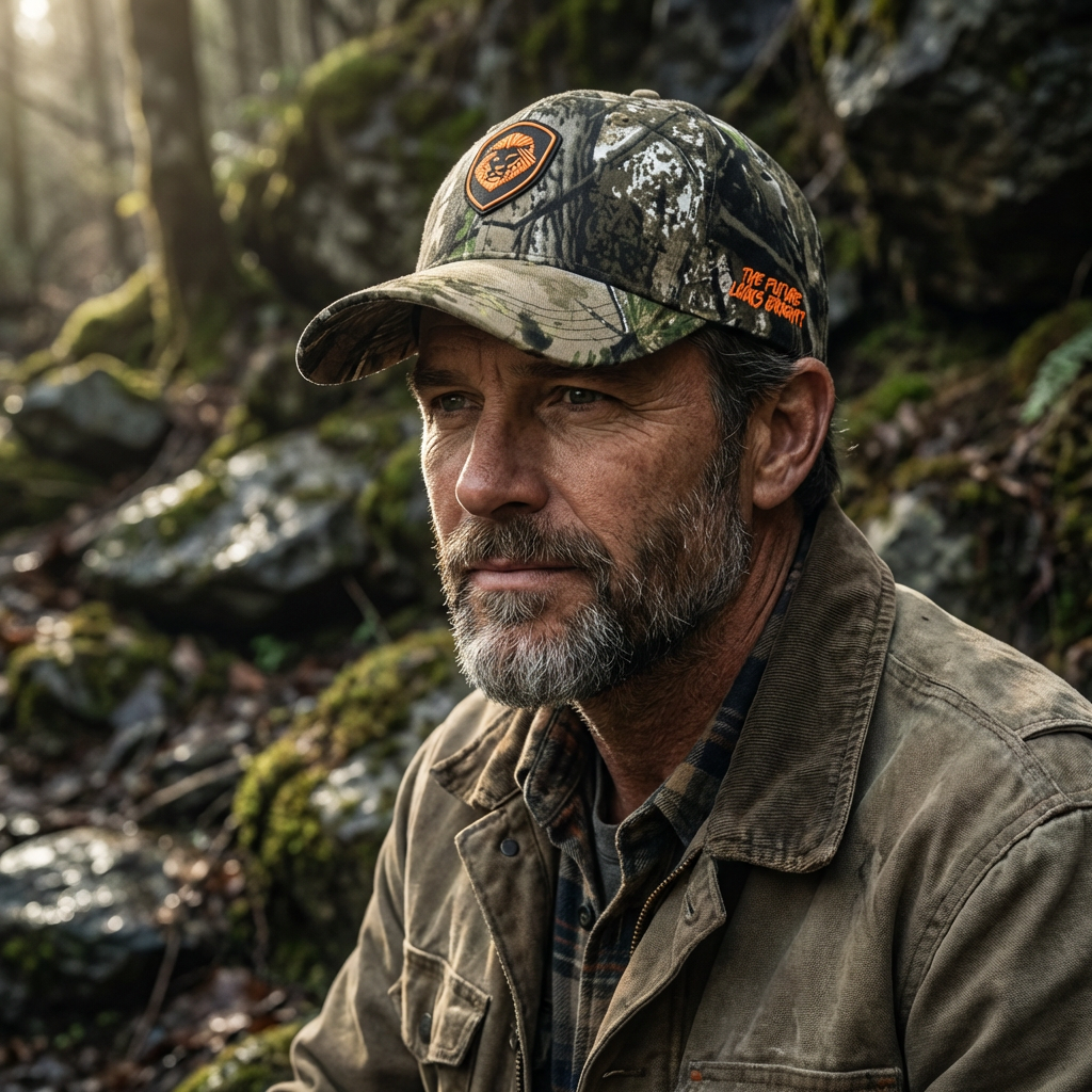 Lion Shield Back Woods print Snapback hat