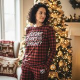 Future Looks Bright Christmas Lights Red and Black Plaid Pajama Set - Unisex